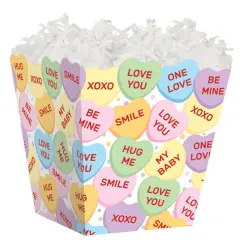 Pack/6: Conversation Hearts Sweet Treat Boxes - 4 x 4 x 4-1/2"