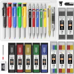 27 Pack Carpenter Pencils for Woodworking, Construction Mechanical Pencil with 100 Refill, Automatic Center Punch and Carbide Scribe Carpenter Tool, Construction Pencil for Carpenters Marking