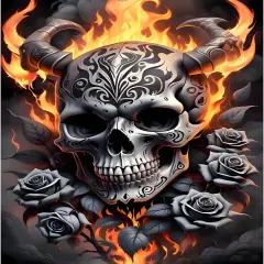 Skull Diamond Art Kits for Adults, Diamond Painting Kits for Adult Beginners, Full Round Drill Flame Diamond Painting, Art Gem Painting Kits for Home Wall Decor 12x16inch