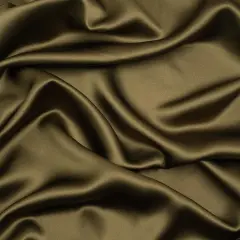 1 Yard Olive Green Silk Crepe Back Satin Premium Smooth Draped Designer Fabric 44 inch Width