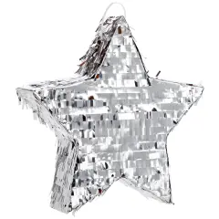 Silver Foil Star Pinata for Kids Birthday, Twinkle Twinkle Little Star Gender Reveal Party Decorations (Small, 13 x 13 x 3 In)
