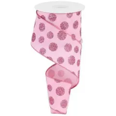 2.5" Glitter Polka Dot Ribbon: Light Pink (10 Yards)