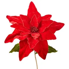 32" Red Velvet Poinsettia Stem