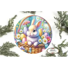 Easter Basket Bunny Eggs Daisy Sign