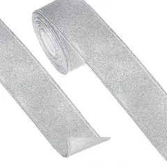 2.5" Glitter Ribbon: Silver (10 Yards)