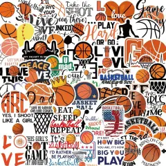 50PCS Basketball Stickers,Vinyl Waterproof Basketball Sports Stickers Gift for Adults Teen Boys and Girls, Suitable for Water Bottles,Cup,Laptop,Wall,Skateboard,Phone, Scrapbook,Guitar