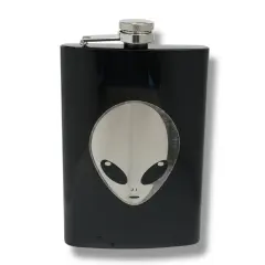 8oz BLACK Alien Flask