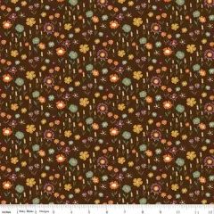 The Awe of Autumn Floral Brown 43"/44" Fabric Per Yard