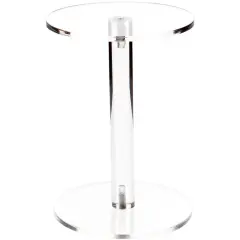 Plymor Clear Acrylic Round Barbell Pedestal Display Riser 6.375 inches (Height) x 4.5 inches (Depth) (3/16 inches thick)