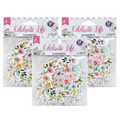 Pack of 3 - Little Birdie Ephemera Embellishment 50/Pkg-Celebrate Life