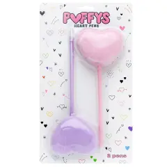 American Crafts Puffys Heart Pom Pom Pens 2/Pkg-Pink & Purple