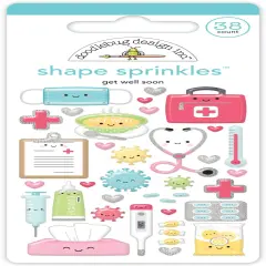 Doodlebug Sprinkles Adhesive Enamel Shapes-Get Well Soon