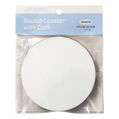 Craft Express Round Coaster-White, 3.5", 4 pack