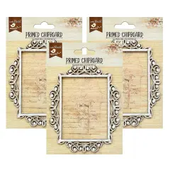 Pack of 3 - Little Birdie Laser Cut Primed Chipboard 1/Pkg-Antique Rectangle Frame