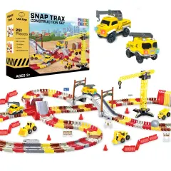 USA Toyz Snap Trax Construction Set Race Tracks and LED Toy Cars - 251pk