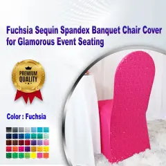 1 Piece Fuchsia Sequin Spandex Banquet Chair Cover for Glamorous Event Seating