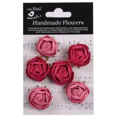 Little Birdie English Roses Paper Flowers 6/Pkg-Precious Pink