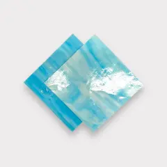White Deep Sky Blue tr., Prisma COE 96 Fusible Glass Sheets / Mosaic Squares - 2 Pack