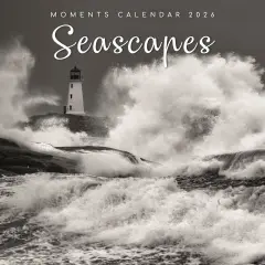 The Gifted Stationary 2026 Square Wall Calendar, Seascapes, 16-Month Black and White Photos Theme Hanging Calendar with 180 Reminder Stickers, Month Planner for Home, or Creative Spaces, 12x12 In Multicolor