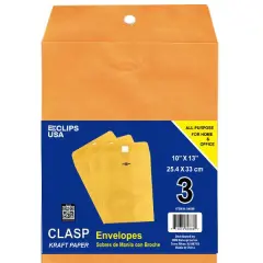 Kraft Clasp Envelopes 10x13 in, 3 Pack &ndash; 48 Units