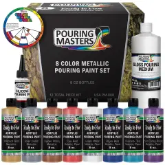 8-Color Ready-to-Pour Acrylic Pouring Paint Set, with Silicone Oil & Gloss Medium, 8oz Bottles, Pour Paint Supplies for Canvas & Crafts
