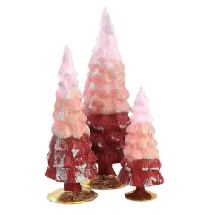Cody Foster 11.75 In Red Glitter Gradient Trees Christmas Decorative Tree Set , Christmas Valentines Set/3 Decorative Village Decor Mantle Holiday