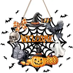 Halloween Front Door Decorations Wooden Wreaths