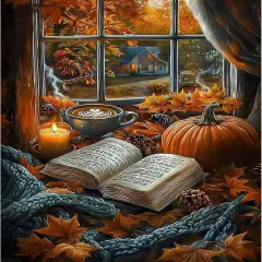 5D Fall Diamond Art Kits for Landscape Diamond Painting Reading Books Kits12x16 Inch