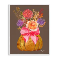 Rustic Chic Pumpkin Florals Framed Giclee Art White