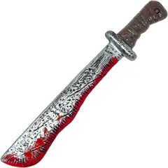 4E's Novelty 17" Fake Bloody Machete Costume Prop &ndash; Large Plastic Knife with Realistic Blood Stains for Halloween Costumes, Horror Props, Haunted House D&eacute;cor, Safe for Kids & Adults