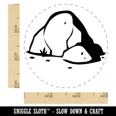 Hand Drawn Rock Stone Boulder Self-Inking Rubber Stamp Crafting Planners Sky Blue