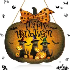 Halloween Welcome Door Sign Wood Vintage