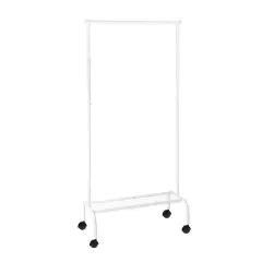 Heavy-Duty Metal Clothing Rack with Shelf White