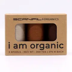 30wt Organic Pima Cotton Thread Trio Set 3ct Earthy Browns 300 Yards Spools