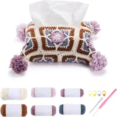 Crochet Kit Granny Square Tissue Holder for Beginners