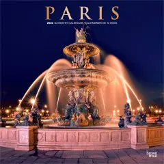 Paris | 2026 12 x 24 Inch (Hanging) Monthly Square Wall Calendar | Foil Stamped Cover | English/French Bilingual | Plastic-Free