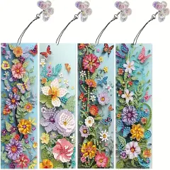 4pcs Diamond Painting Bookmark Kits for Adult(Flower)