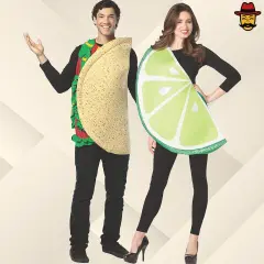 Taco and Lime Slice Couples Costume Set Food Tunics Funny Fiesta Party Outfit