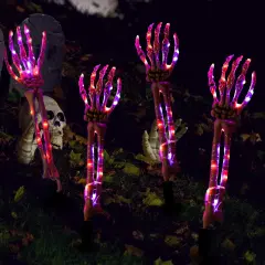 4 PCS Halloween Decoration, Lighted Skeleton Arm Stake