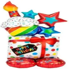 Stacked Birthday Icons Airloonz Foil Mylar Party Balloon,