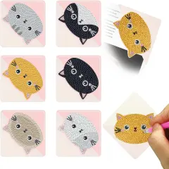 6 PCS Diamond Art Bookmarks, Cute Cat Diamond Painting