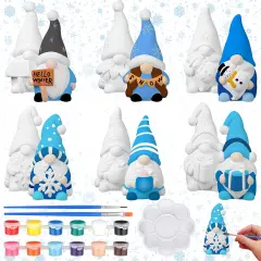 6 Sets Winter Gnome Paint Your Own Ceramic Statues Ready to Paint Winter Gnome Figurines