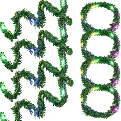 8 Pcs Dollhouse Miniature Christmas Garland with Lights Christmas