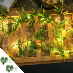 2 Pack 6ft Fairy Lights with Green Leaf Christmas Garland