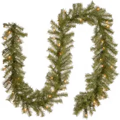 9 Feet -Pre-Lit Artificial Christmas Garland, Green, Norwood Fir, White Lights