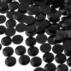 John Bead 12mm (SS50) Round Acrylic Flat Back Rhinestones, 400pcs Black
