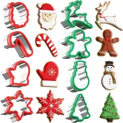 Christmas Cookie Cutters Set 8 Pieces, Stainless Steel Xmas Shapes Silver