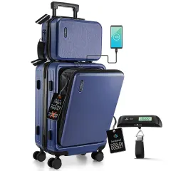 TravelArim 20 Inch Carry On Luggage with Luggage Scale Navy