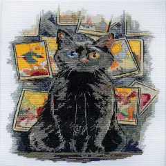 Counted Cross stitch kit - Premonition. Black Cat