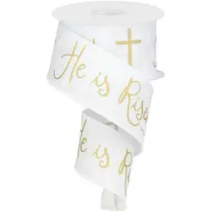 2.5" He Is Risen Ribbon: White (10 Yards)